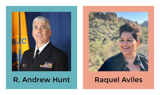 Name and photo of R. Andrew Hunt and Raquel Aviles
