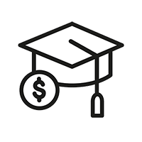 Graduation cap and coin illustration
